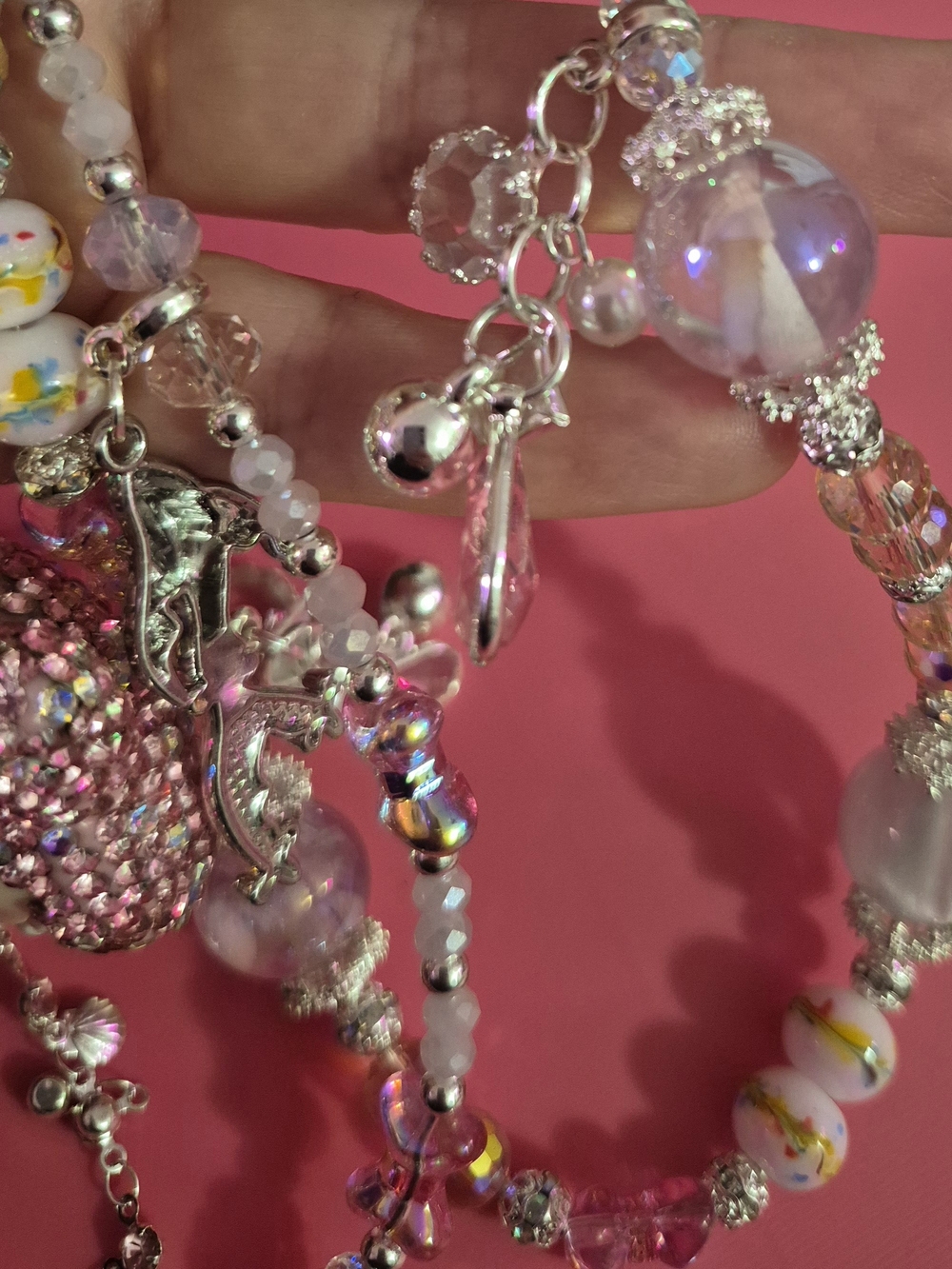 Pink Rhinestone Labubu Phone Chain - Picture 4 of 7